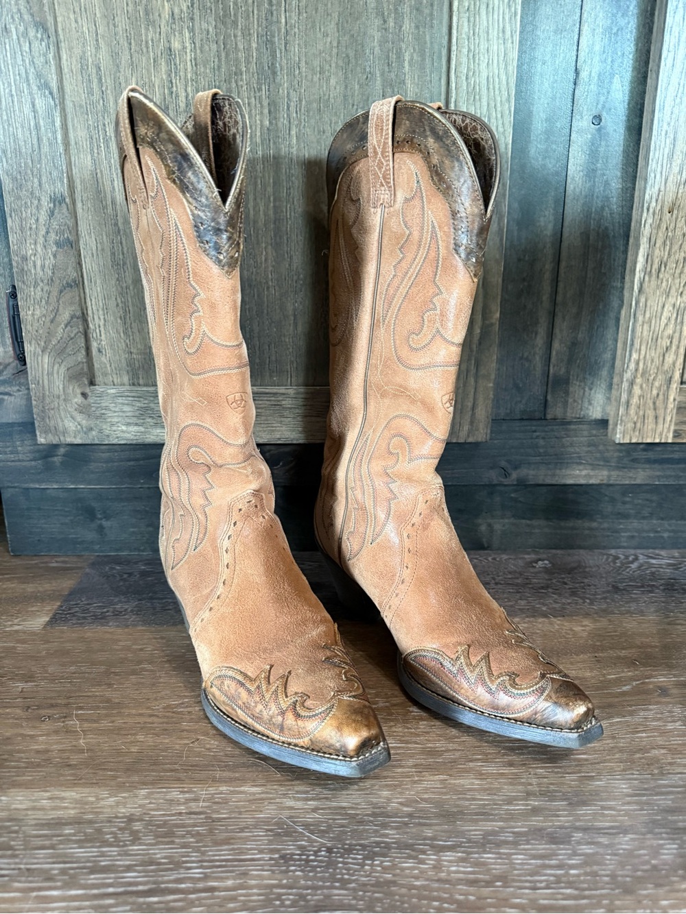 Ariat Brown/Tan Suede Western Cowboy Boots